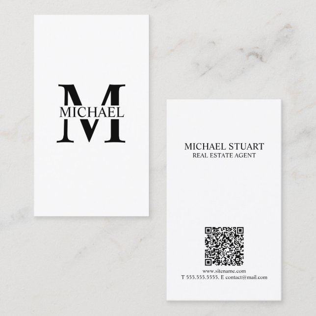 Professional Monogram and Name Business Card (Front/Back)