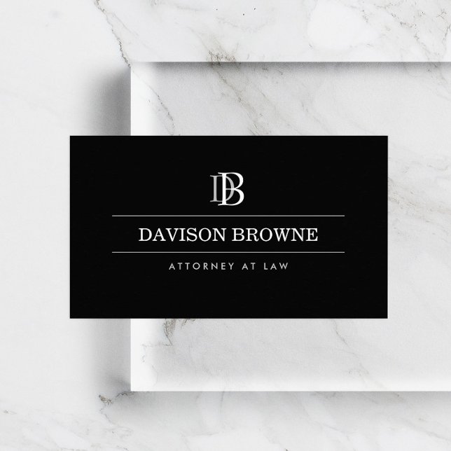 Professional Monogram Attorney, Lawyer Black Business Card (Creator Uploaded)