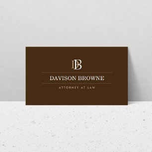 Professional Monogram Attorney, Lawyer Brown Business Card
