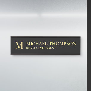 Professional Monogram Black and Gold Door Sign