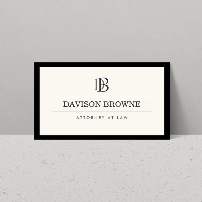 Professional Monogram Black and Ivory Business Card (Creator Uploaded)