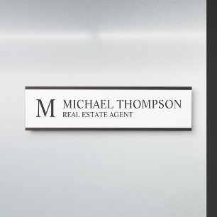 Professional Monogram Black and White Door Sign
