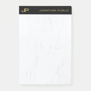 Professional Monogram Black Gold Marble Elegant Post-it Notes