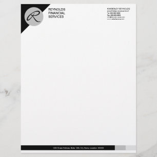 Professional Monogram Black Grey Business Custom Letterhead