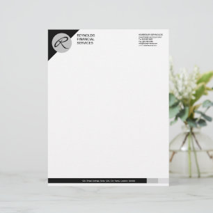 Professional Monogram Black Grey Business Custom Letterhead