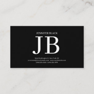 Professional Monogram Black White Luxury Thick Business Card