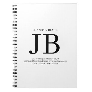 Professional Monogram Black White Notebook