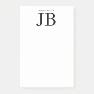 Professional Monogram Black White Post-it Notes