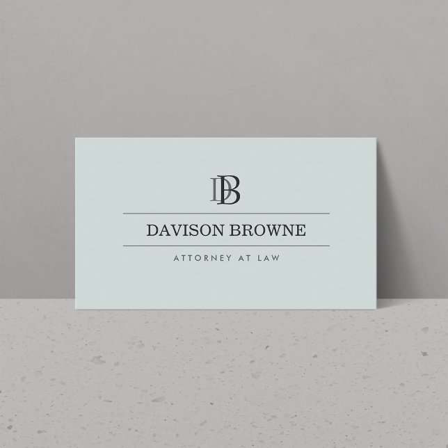 Professional Monogram Blue/Grey Business Card (Creator Uploaded)