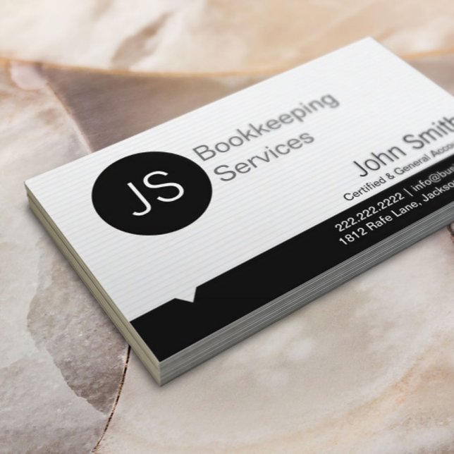 Professional Monogram Bookkeeping Accounting Business Card (Creator Uploaded)