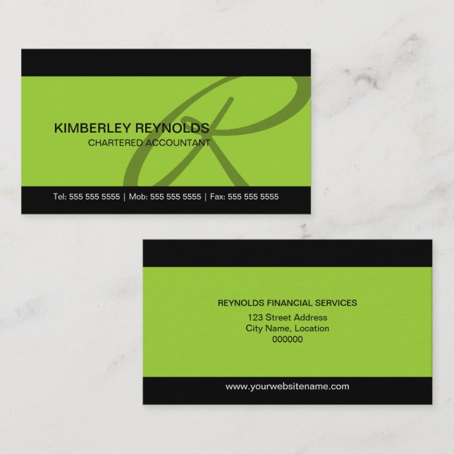 Professional Monogram Business Cards (Front/Back)