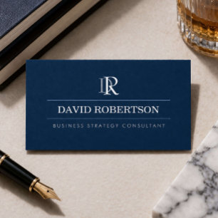 Professional Monogram Business Consultant Navy  Card