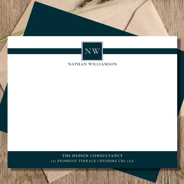 Professional Monogram Business Flat Note Card (Creator Uploaded)
