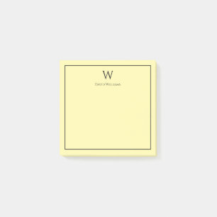 Professional Monogram Classic Pale Yellow Post-it Notes