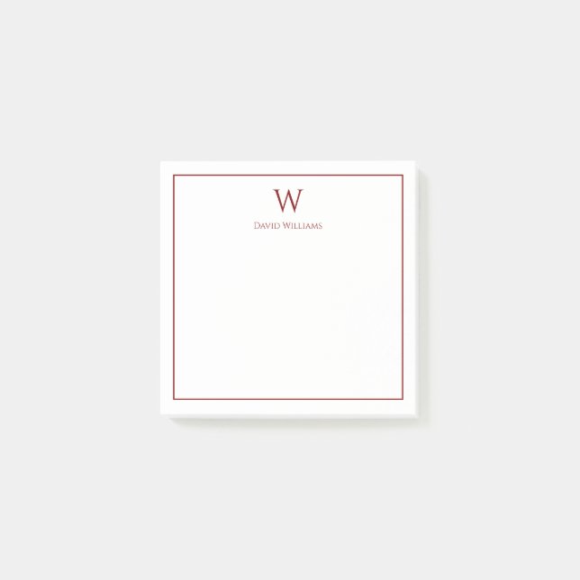 Professional Monogram Classic Red Border Post-it Notes (Front)