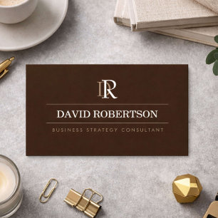 Professional Monogram Consultant Brown Business Card