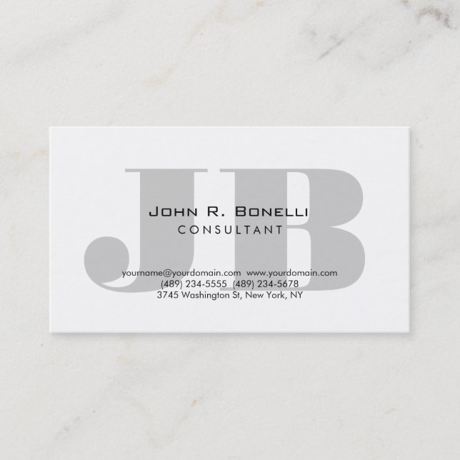 Professional Monogram Consultant Business Card (Front)