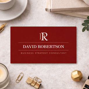 Professional Monogram Consultant Deep Red Business Card
