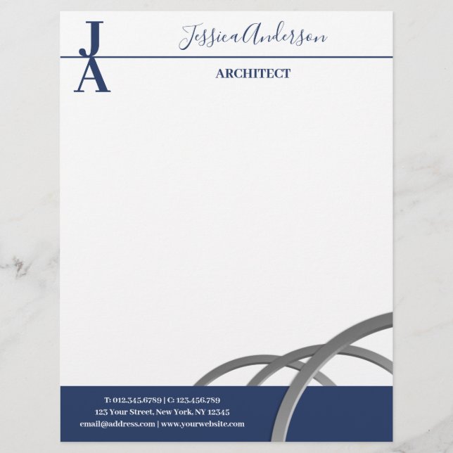 Professional Monogram Custom Letterhead (Front)