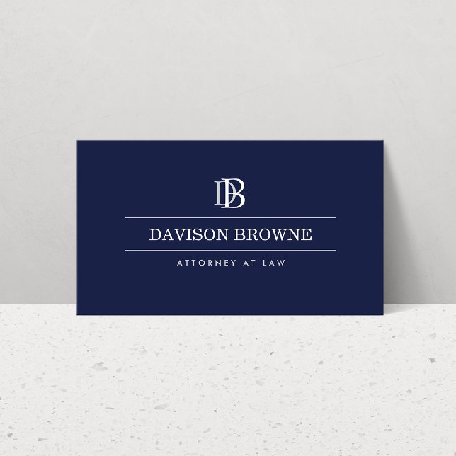Professional Monogram Dark Blue Business Card (Creator Uploaded)