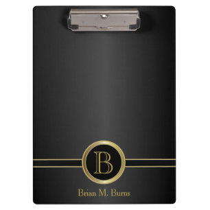 Professional Monogram Design - Classic Black Clipboard