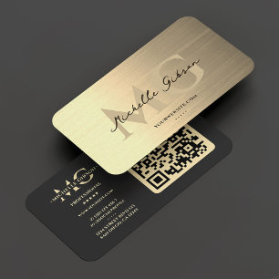 Professional Monogram Elegant Black Gold Modern Business Card