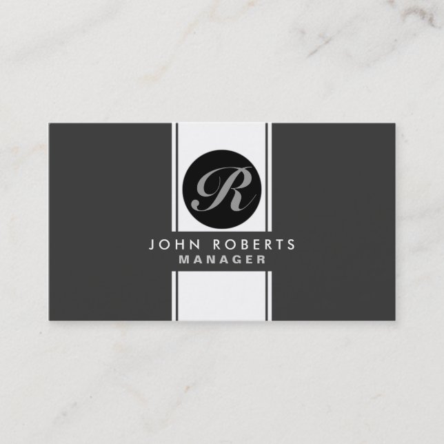 Professional Monogram Elegant Black Groupon Business Card (Front)