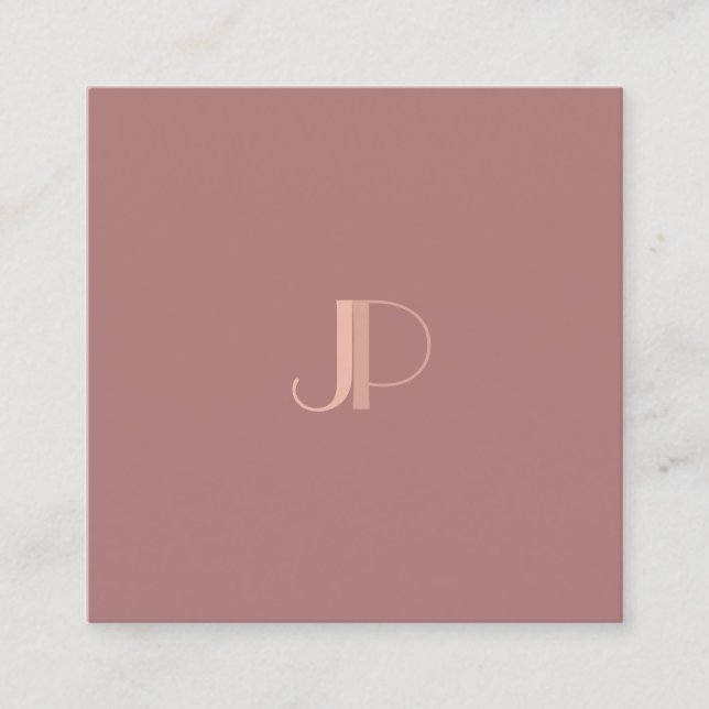 Professional Monogram Elegant Initial Letter Cool Square Business Card (Front)