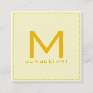 Professional Monogram Elegant Modern Cream Square Business Card