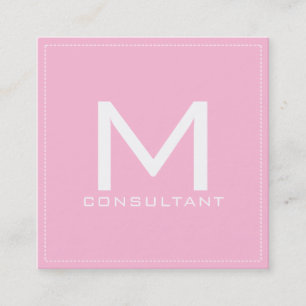 Professional Monogram Elegant Modern Pink Square Business Card