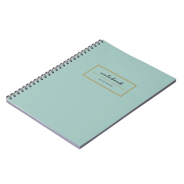 Professional Monogram Green Gold Stylish Notebook (Left Side)