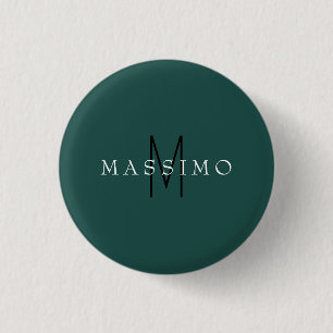 Professional Monogram Grey Blue Your Name 3 Cm Round Badge