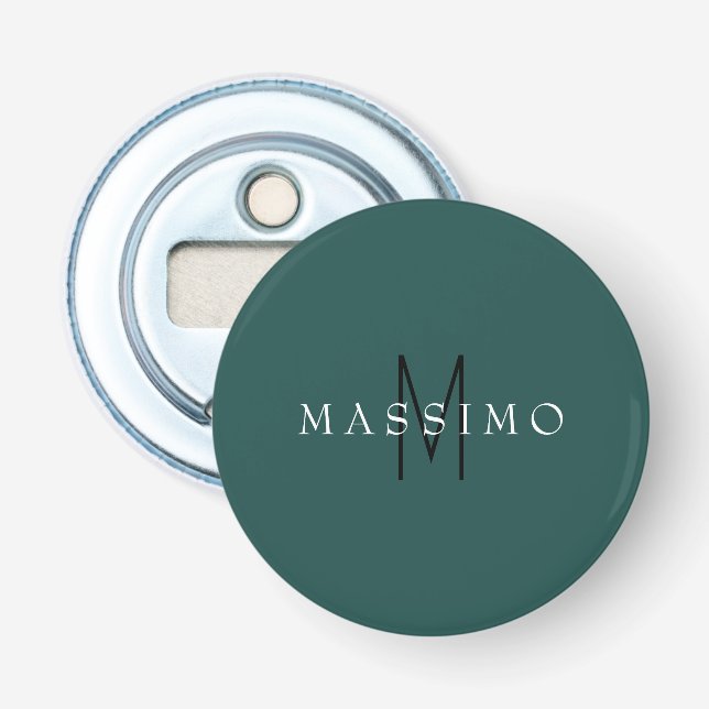 Professional Monogram Grey Blue Your Name Bottle Opener (Front)