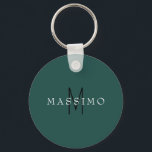 Professional Monogram Grey Blue Your Name Key Ring<br><div class="desc">Plain Minimalist Modern Designs. They're all simple, attractive, unique.</div>