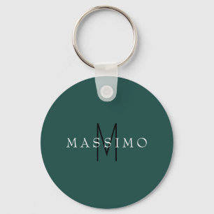 Professional Monogram Grey Blue Your Name Key Ring