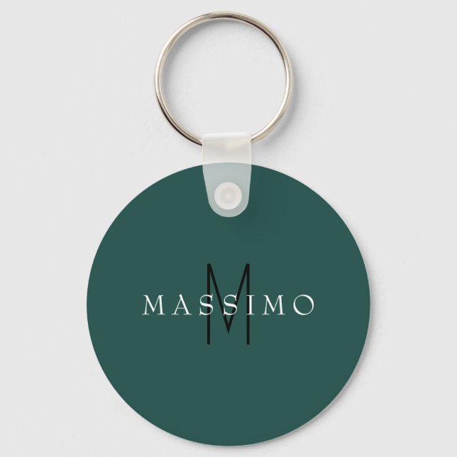 Professional Monogram Grey Blue Your Name Key Ring (Front)