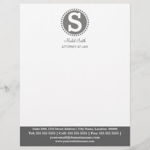 Professional Monogram Grey Custom Letterhead