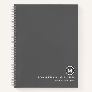 Professional Monogram Grey Notebook