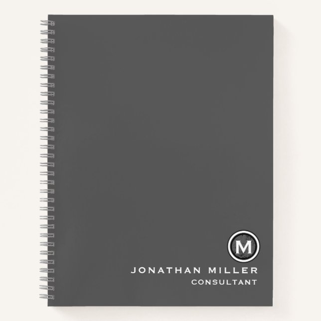 Professional Monogram Grey Notebook (Front)