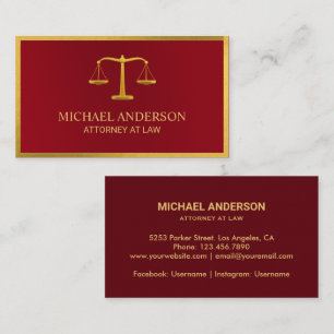 Professional Monogram  in Faux Gold Dark Red  Business Card