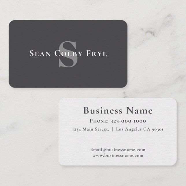 Professional Monogram Initial Business Card Black (Front/Back)