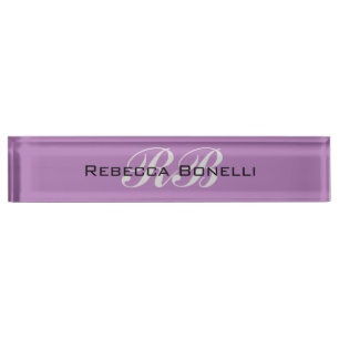 Professional Monogram Name Initials Plain Stylish Nameplate