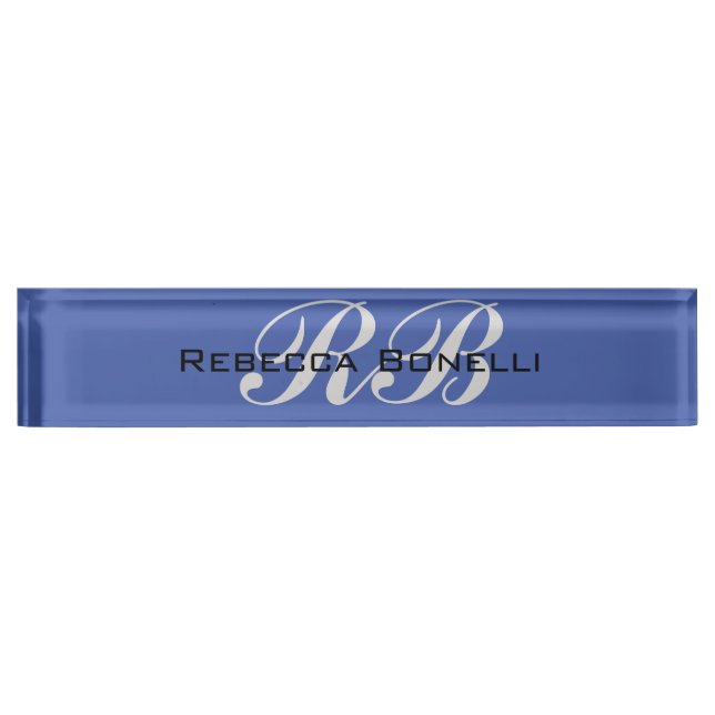 Professional Monogram Name Initials Plain Stylish Nameplate (Front)