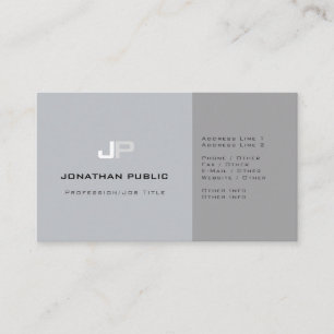 Professional Monogram Plain Elegant Grey Modern Business Card