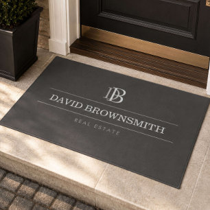 Professional Monogram Realtor Real Estate Dk Grey Doormat