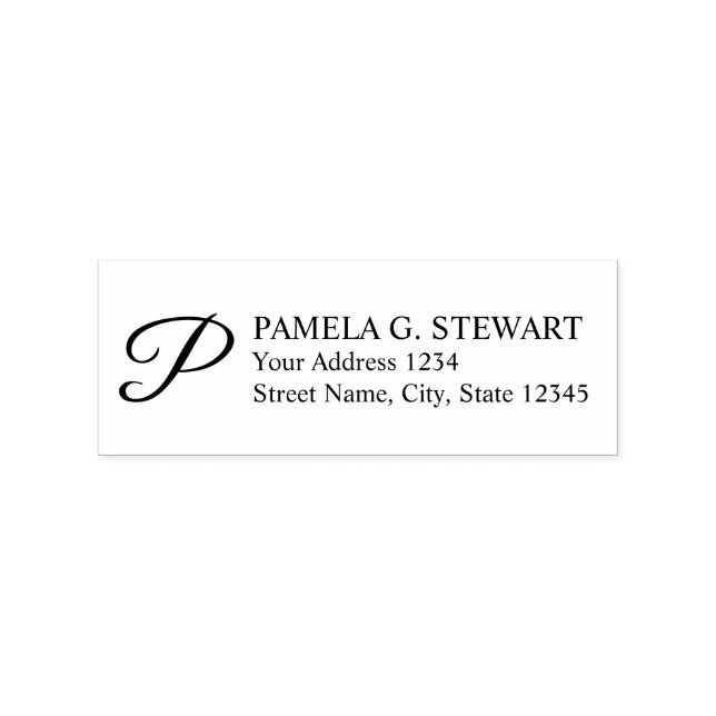 Professional Monogram Return Address Rubber Stamp (Imprint)
