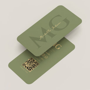 Professional Monogram Sage Modern Aesthetic Business Card