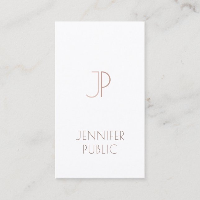 Professional Monogrammed Plain Elegant Modern Luxe Business Card (Front)