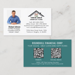 Professional Mortgage Photo Logo QR Code Business Card