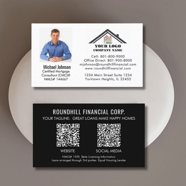Professional Mortgage Photo Logo QR Code  Business Card (Creator Uploaded)